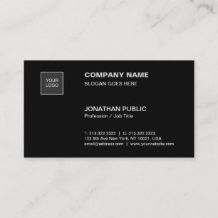 Modern Black Simple Plain Professional Corporate Business Card
