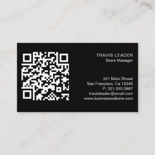 Modern Black Simple Professional Logo QR Code Business Card