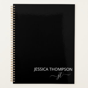 Modern Black Simple Script Girly Monogram 2026 Planner