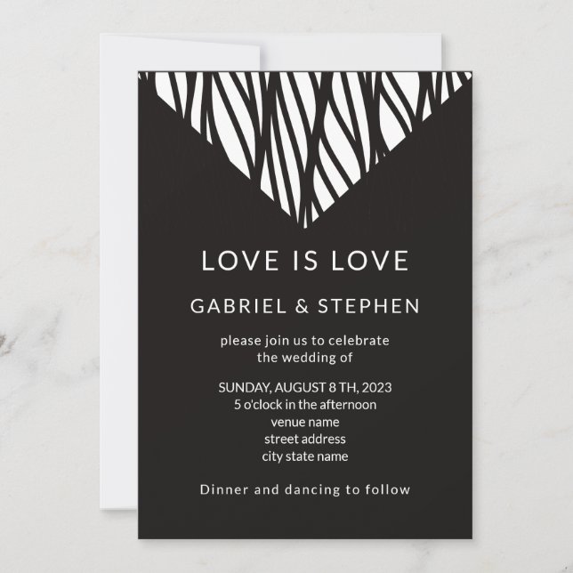 Modern black Simple typography gay wedding Invitation (Front)