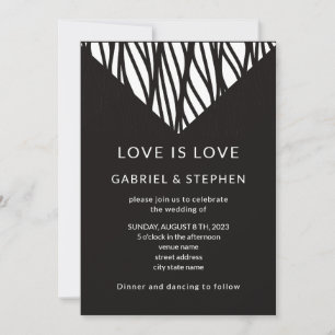 Modern black Simple typography gay wedding Invitation