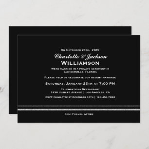 Modern Black Simple Wedding Reception Invitation