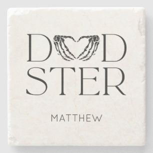 Modern Black Skeleton Scary Dadster Halloween Dad Stone Coaster