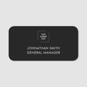 Modern Black Sleek Professional Employee Name Tag