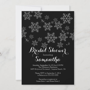 Modern Black Snowflake Bridal Shower Invitation