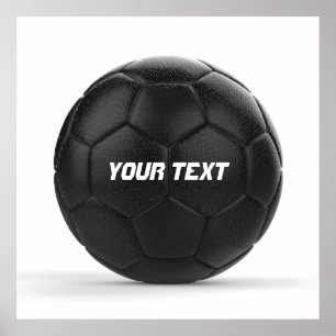 Modern Black Soccer Ball Personalised Poster