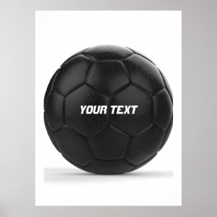 Modern Black Soccer Ball Personalized Poster