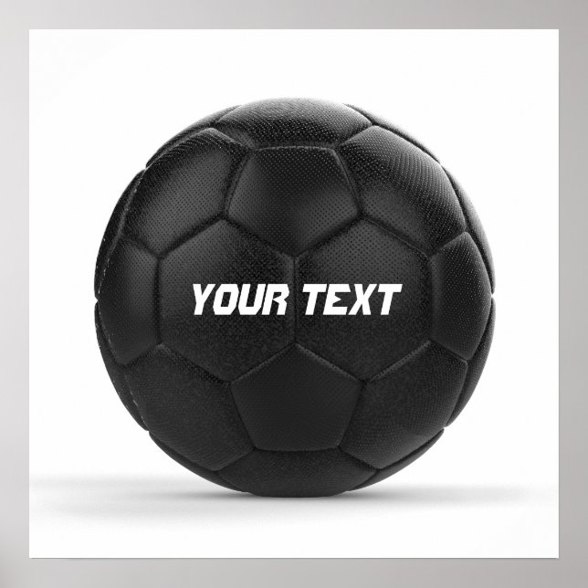 Modern Black Soccer Ball Personalized Poster (Front)