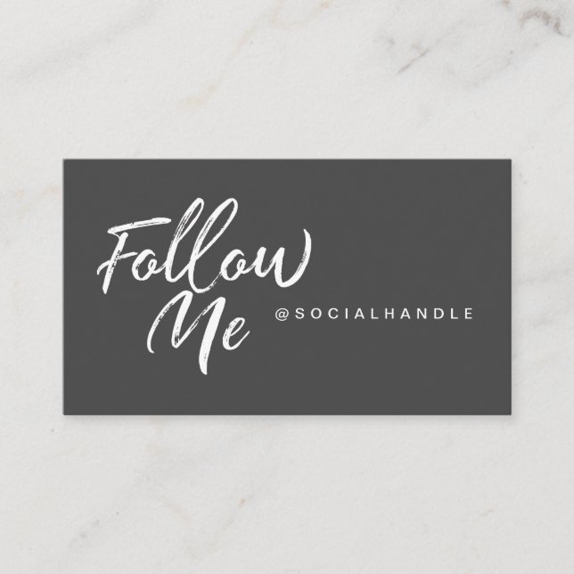 Modern Black Social Media Follow Me Photo Business Card (Front)