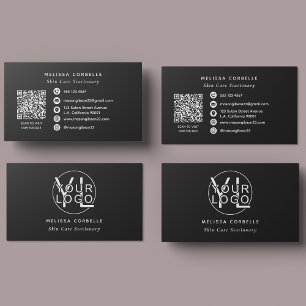 Modern Black Social Media QR Code Business Logo Card