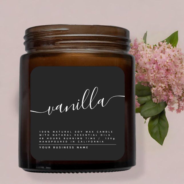 Modern black soy candle label (Creator Uploaded)