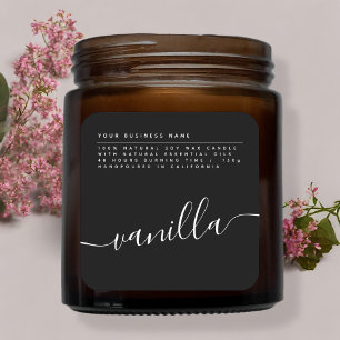 Modern black soy candle label