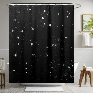 Modern Black Sparkle Sequin Shower Curtain