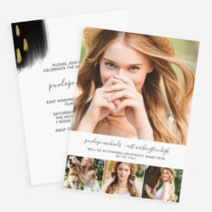 Modern Black Splashes Graduation Party Invitation