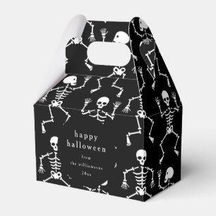 Modern Black Spooky Skeleton Halloween Custom Favour Box