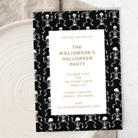 Modern Black Spooky Skeleton Halloween Party
