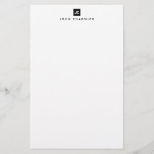 Modern Black Square Bold Two Monogram Minimalist Stationery
