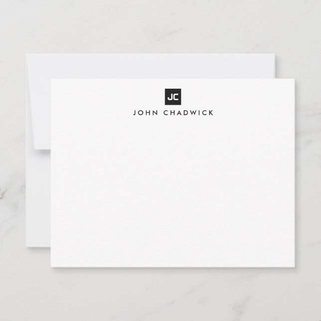 Modern Black Square Bold Two Monogram Professional Card (Front)