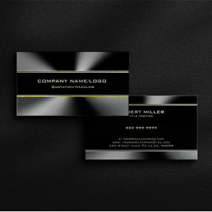 Modern Black Stainless Steel & Gold Accents  Business Card