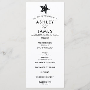 Modern Black Starfish Wedding Program for Ceremony Programme