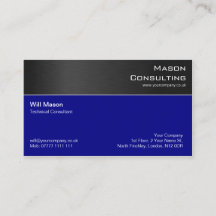 Modern Black Steel and Dark Blue Business Card