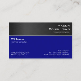 Modern Black Steel and Dark Blue Business Card