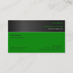 Modern Black Steel and Dark Green Business Card