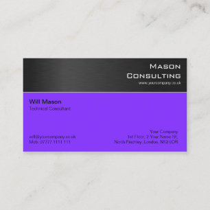 Modern Black Steel and Purple Business Card