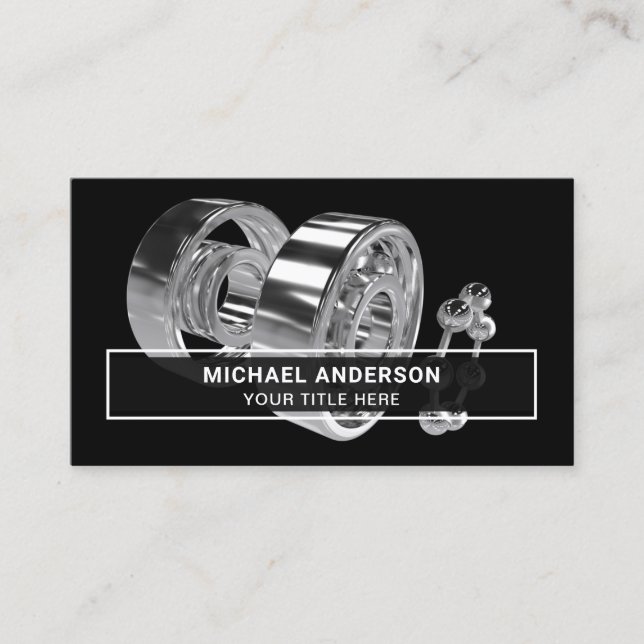 Modern Black Steel Ball Bearings Hardware Store Business Card (Front)