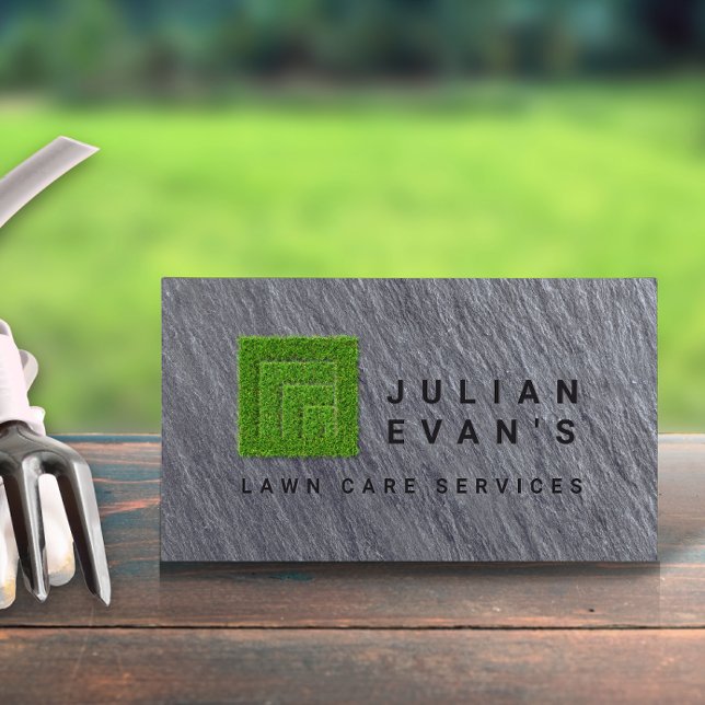 Modern Black Stone Landscaping Lawn Care Service Business Card (Modern Black Stone Landscaping Lawn Care Service Business Card )