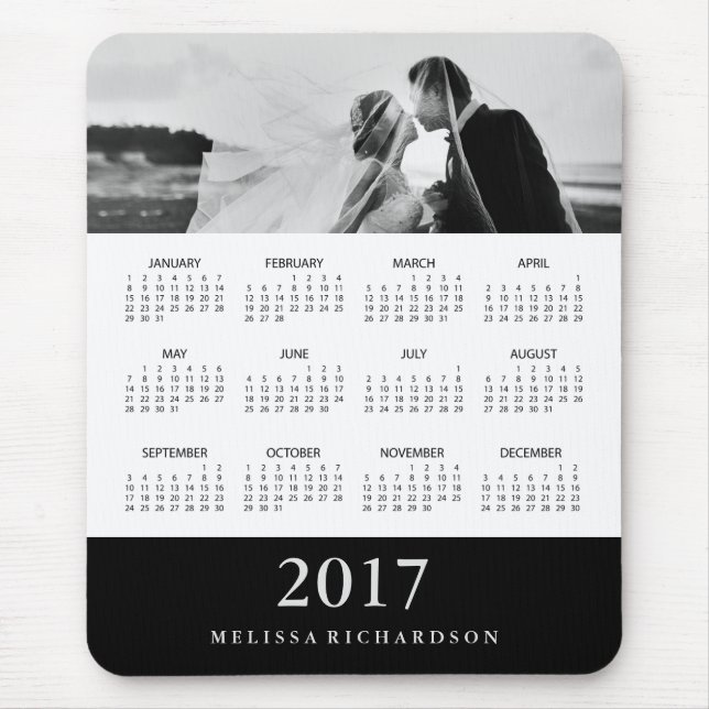 Modern Black Stripe 2017 Calendar and Photo Mouse Mat (Front)