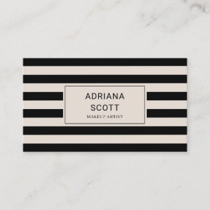 Modern Black Stripe Beauty Professional Business Card
