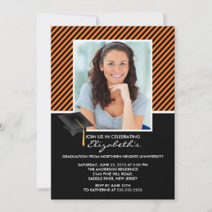 Modern Black Stripe Graduation Party Announcement