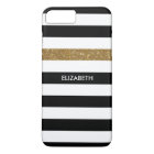 Modern Black Stripes FAUX Gold Glitz and Name