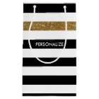 Modern Black Stripes FAUX Gold Glitz and Name