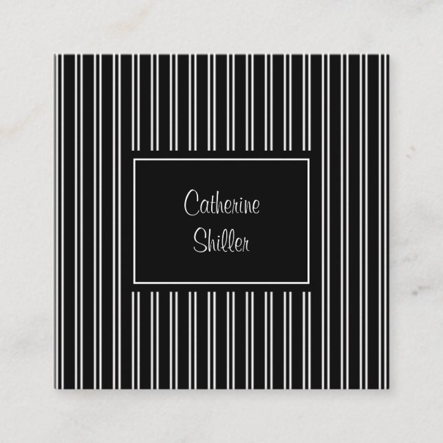 Modern Black Stripes Square Business Card (Front)