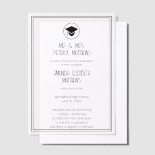 Modern Black Stylised Font Simple Graduation Vellum Invitations
