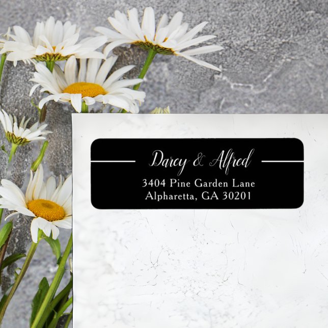 Modern Black Stylish Script Wedding Return Address (Creator Uploaded)