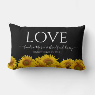  modern black sunflower Wedding Throw Lumbar Cushion