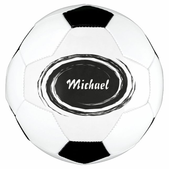Modern Black Swirl Oval Personalised Football (Front)