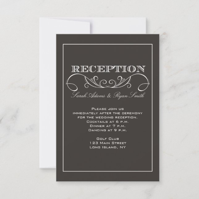 Modern Black Swirl Reception Invitation (Front)