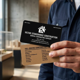 Modern Black Tan General Construction & Remodeling Business Card