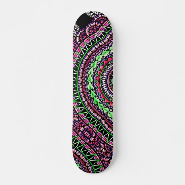 Modern Black Tattoo Ikat Geometric Tribal Pattern  Skateboard (Front)