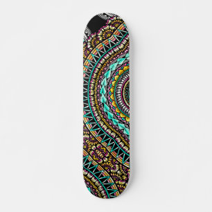 Modern Black Tattoo Ikat Geometric Tribal Pattern  Skateboard