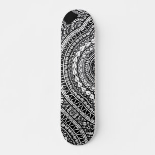 Modern Black Tattoo Ikat Geometric Tribal Pattern  Skateboard