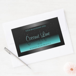 Modern Black Teal Ombre Product Label Soft Glitter