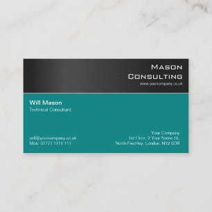 Modern Black Teal Steel Professional Business Card