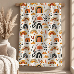 Modern Black Terracotta Shapes Blanket Design Art