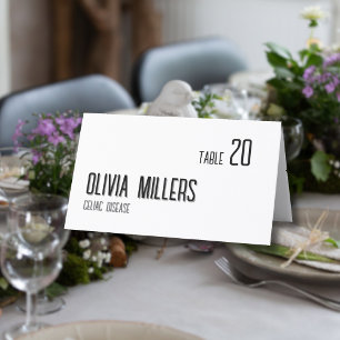 Modern Black Text Wedding Menu Option Place Card