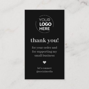 Modern Black Thank You for Shopping Small  Business Card